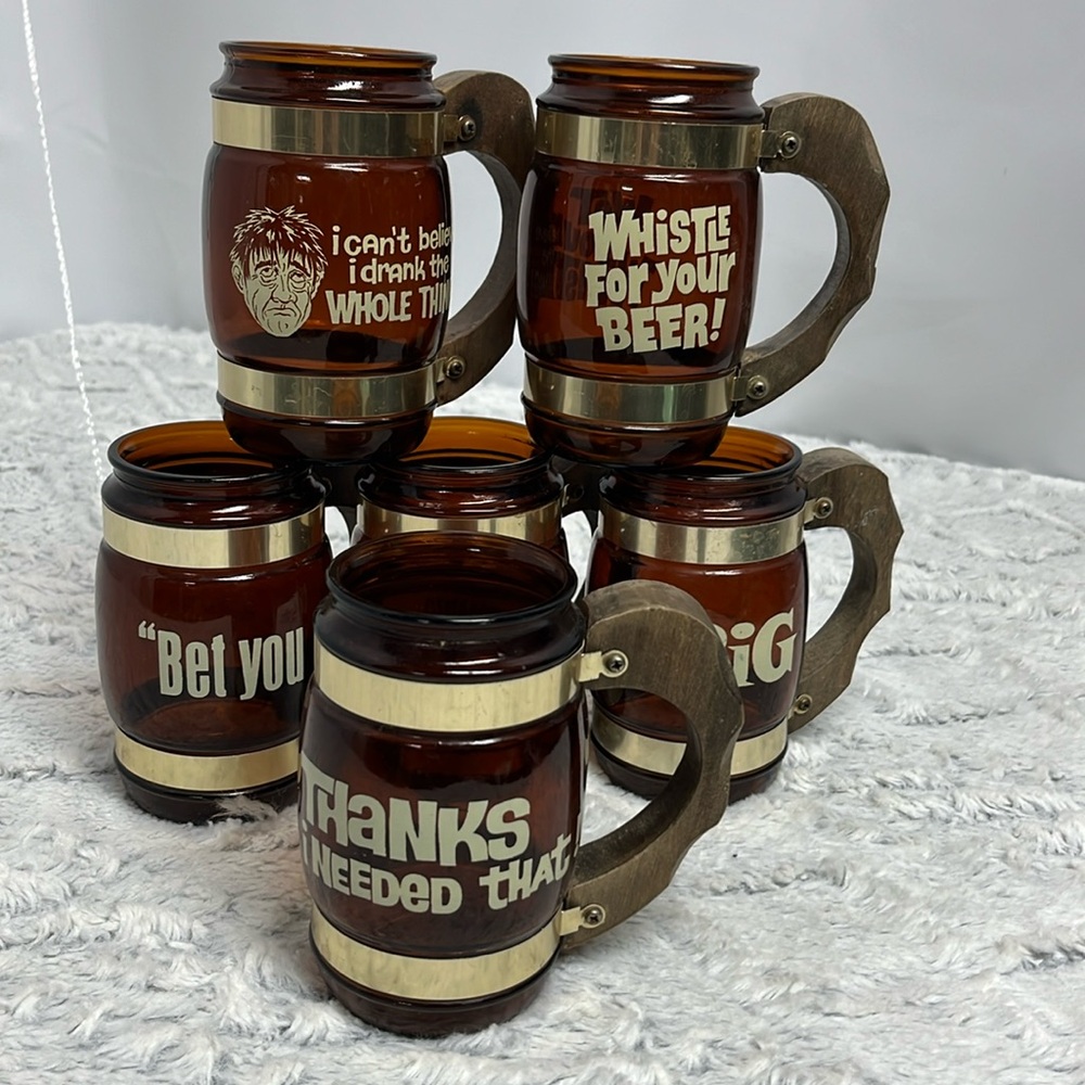 Vintage Siesta Ware Barware barrel mugs set of 6